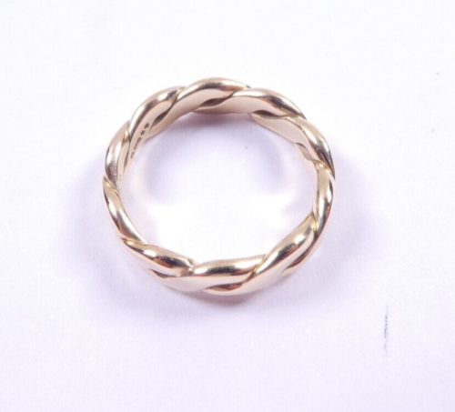 Gold ring 9 carat yellow twist design solid Size L 1/2 - Picture 3 of 5