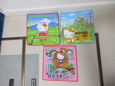Hello Kitty 3 local hand towels (Nagoya, Shizuoka, etc.)　＆clear file 1 piece