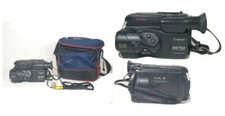  RARE Canon ES750 8mm Camcorder Canovision 8 FOR PARTS w/ Case, Battery, Cords
