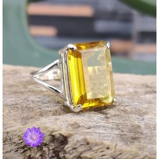 Yellow Citrine Gemstone 925 Sterling Silver Ring Handmade Jewelry Ring For Gift