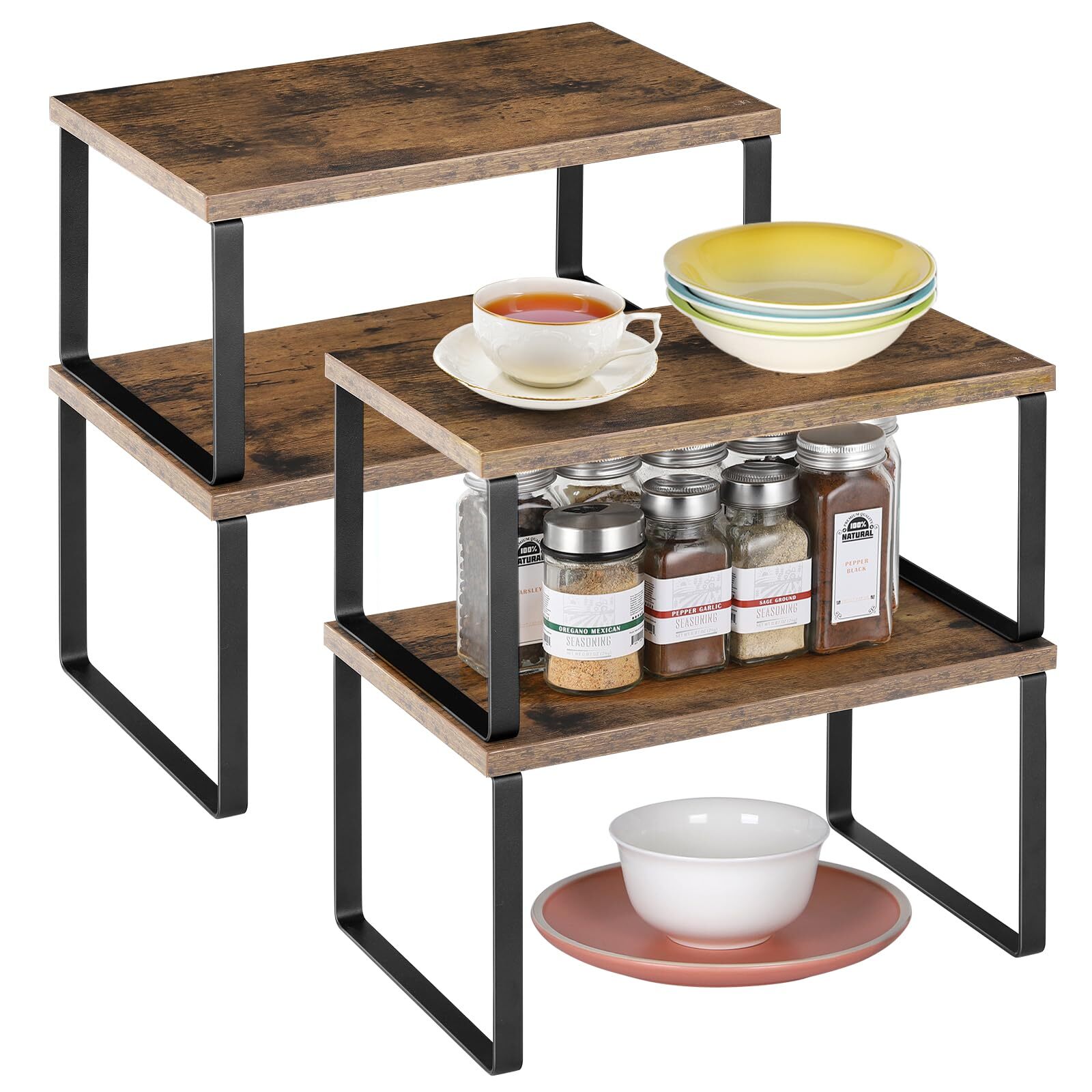 ETELI Expandable Stackable Kitchen Counter Cabinet Organizer Shelves-image