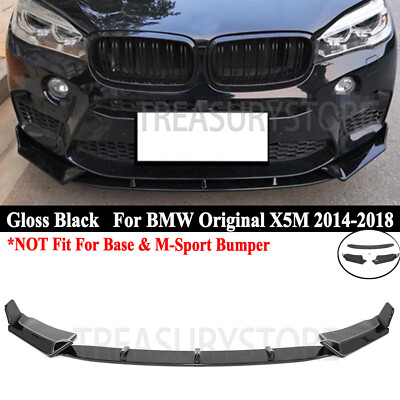 For BMW F85 X5M 14-18 R-Style Gloss Black Front Bumper Lip Splitter Spoilers Kit