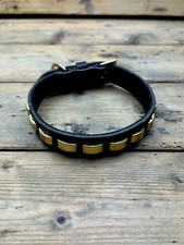 Leather Staffordshire bull terrier show collar - Full grain leather solid brass