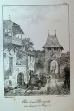 Godefroy Engelmann Lithograph 1820s Village Door Lausanne Vevay #10