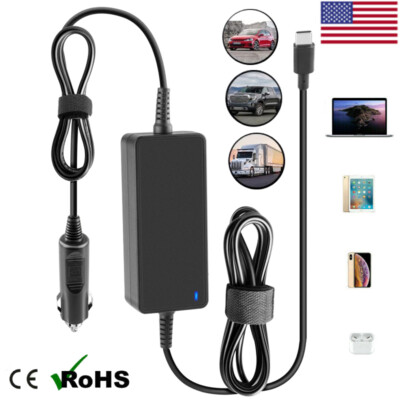 12V~24V DC Car Charger USB C 90W 65 Watt For MacBook Pro Lenovo ASUS HP Laptop