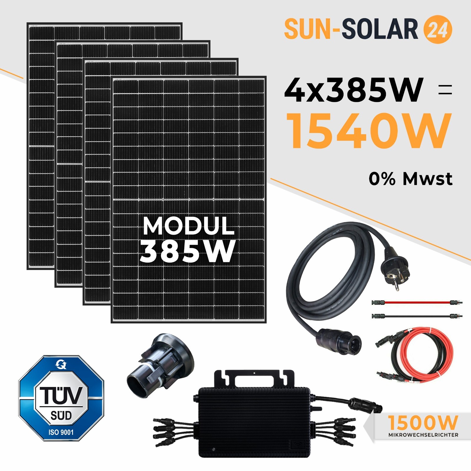 1540 WP Balkonkraftwerk Solaranlage JA Solar PV-Modul Hoymiles HM-1500 ...
