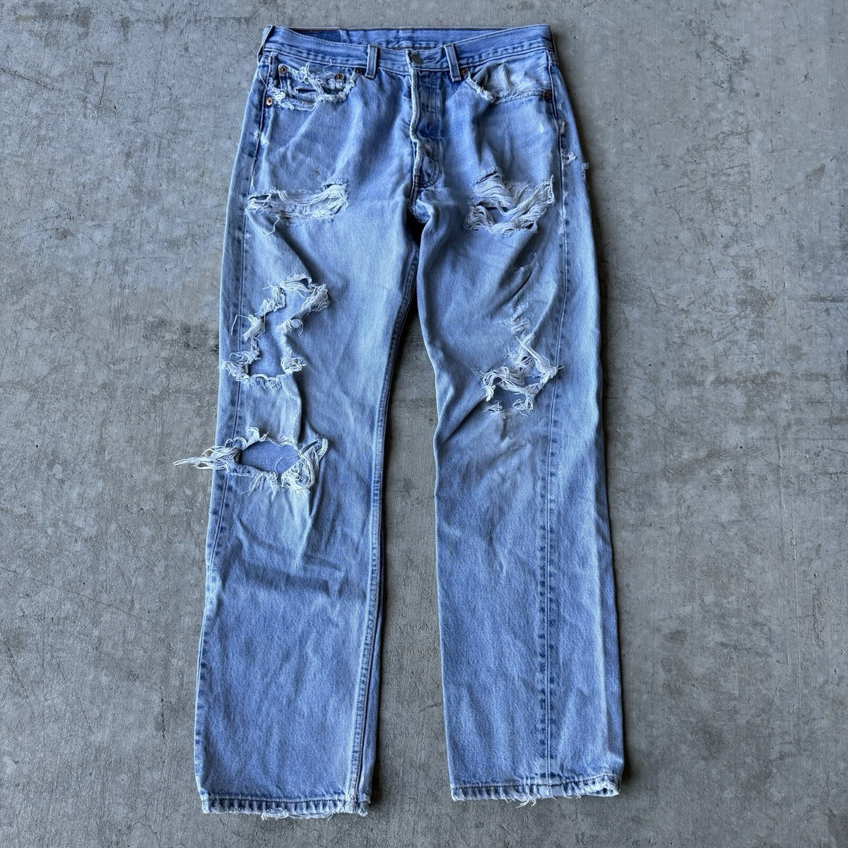 Vtg 90s Levi's 501xx 33x34 fit 30x30 Distressed Denim Jeans Light