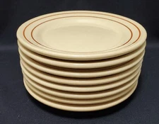 8 VIntage Wallace Restaurant 7" Plates, Brown Stripe