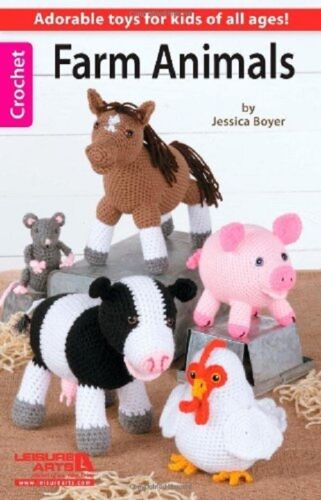 Livre de motifs de crochet ANIMAUX DE FERME ~ 6 adorables jouets en peluche - Photo 1 sur 2