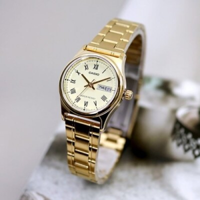 Casio Women Metal Band Gold Watch New Original LTP-V006G-9BDF | eBay