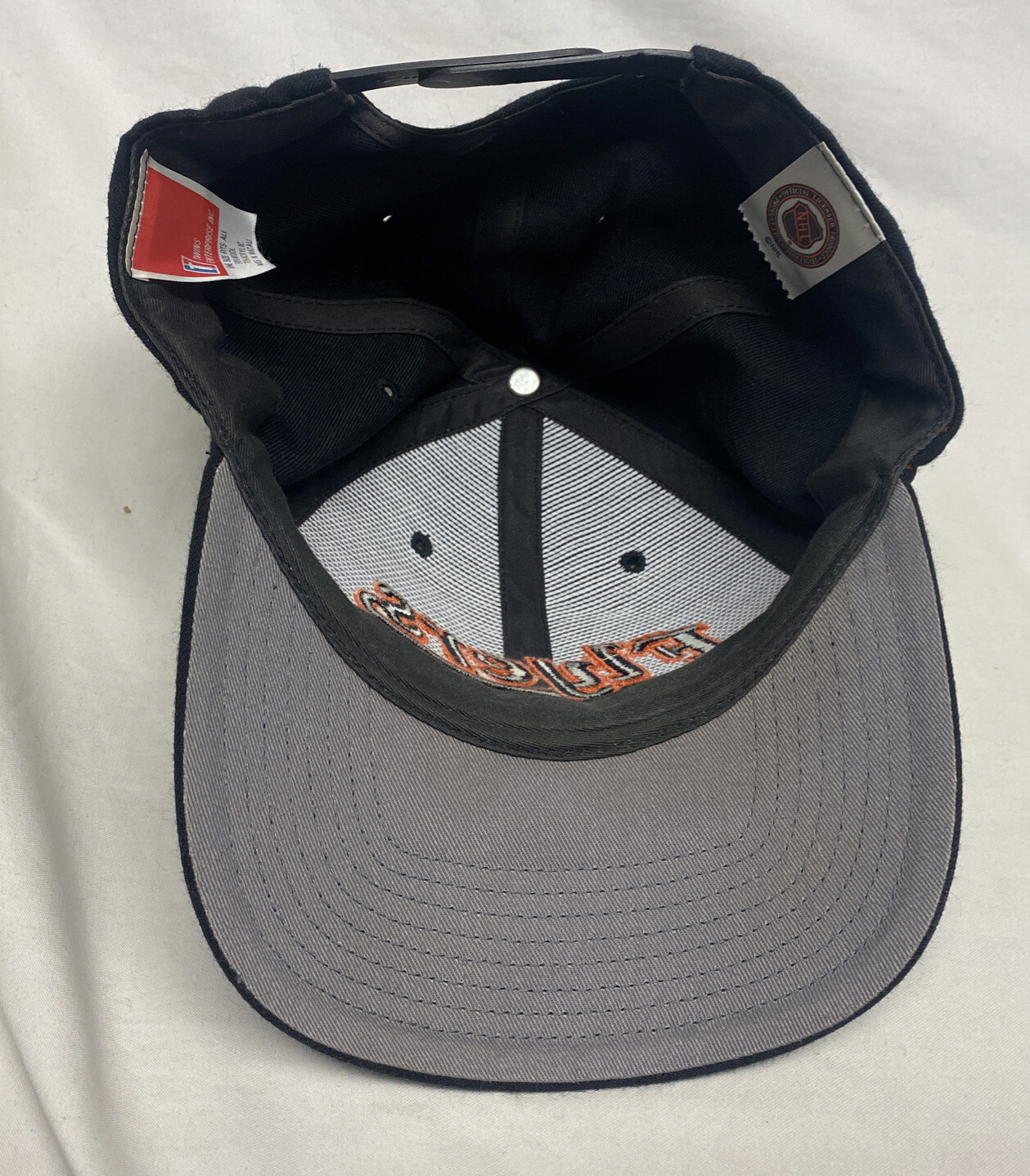 Vintage Philadelphia Flyers NHL Snapback Hat Cap Black Orange Twins Enterprise