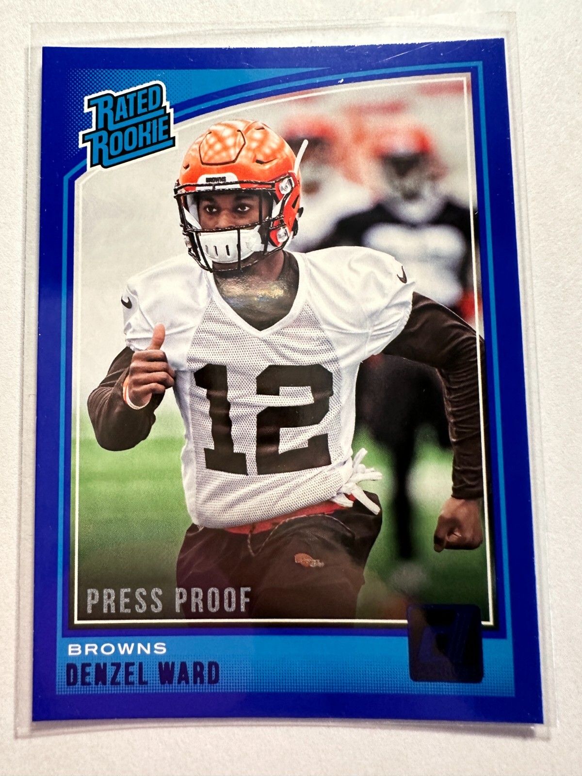 K20,498 - 2018 Donruss Press Proof Blue #348 Denzel Ward RR