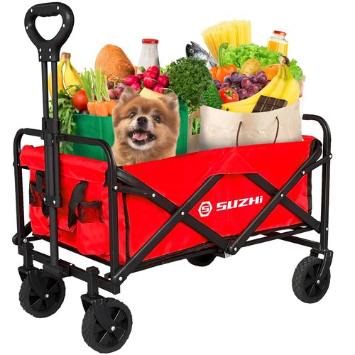 Small Wagons Carts Foldable Little Red Wagon Collapsible Foldable Wagon With Whe
