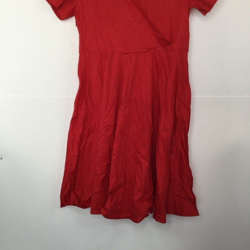 Zaful Dress Women XXL Red Fit & Flare Faux Wrap Short Sleeve Side Zip V-Neck NWT - 第 3/9 張圖片