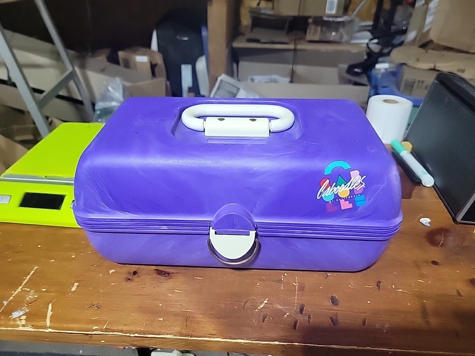 CABOODLE vintage púrpura de 3 niveles con espejo Foto 2 de 4