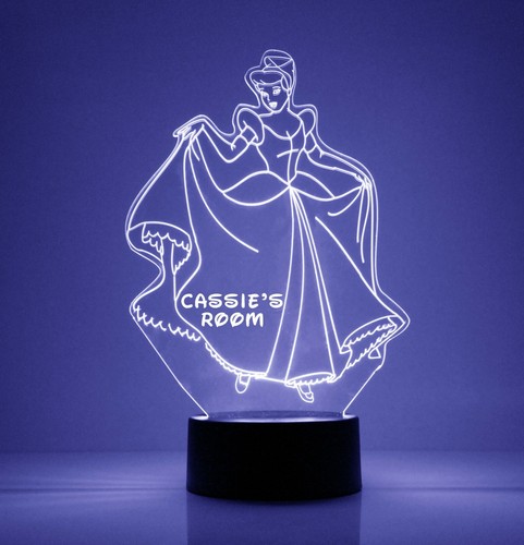 Cinderella Princess Personalized FREE Princess LED Night Light Lamp + Remote - Picture 6 of 8