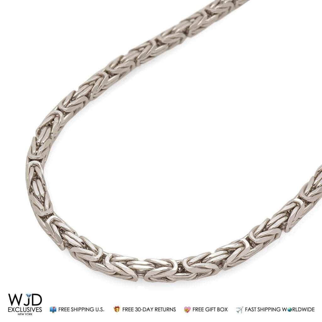 925 Italy Sterling Silver 4mm Boxed Byzantine Chain (Solid Links