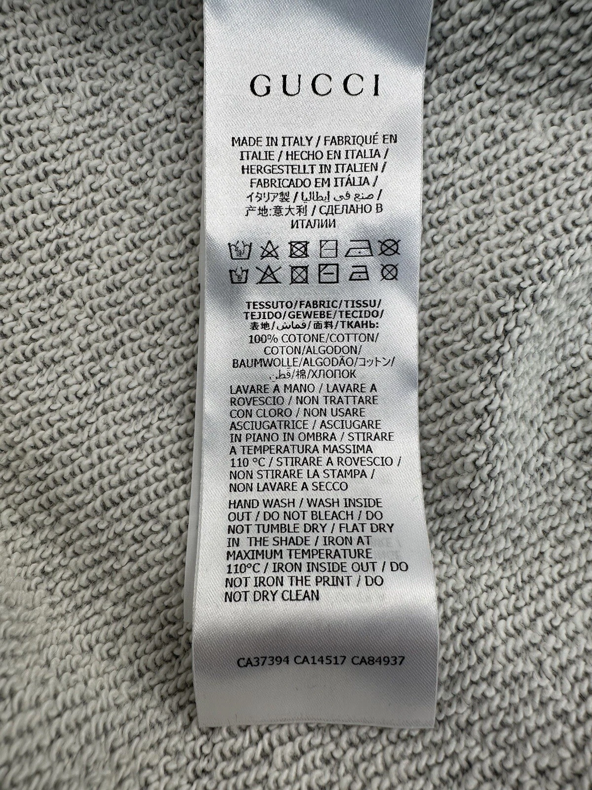 Felpa con cappuccio uomo nuova lusso originale Gucci 604974 taglia L