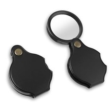 Mini Magnifying Glass 10X 2pcs Small Pocket Folding Magnifier with Holster