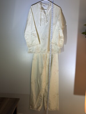 Vtg Papillon Pajamas White Large Womens Butterfly Paula Carbone