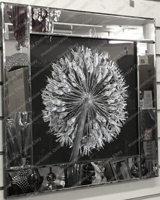Black White Closed Flower Décor Picture Liquid Art Crystals Mirror Frame Liquid Art Crystals Mirror Frame, Black And White Mirror Framed Prints