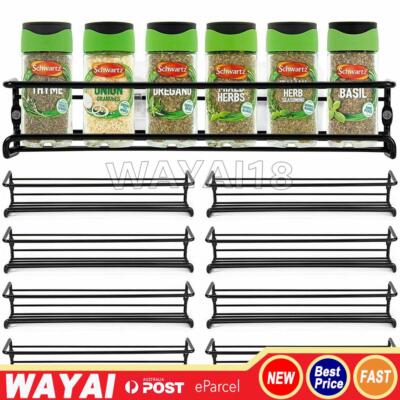 8X Spice Rack Wall Metal Kitchen Shelf Organiser Hanging Spice Rack No ...