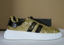 John Richmond Gold Glitter Leather Low Top Fashion Sneaker 10 US 40 EU NIB 420
