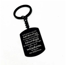 Serenity Prayer Black Engraved Key Chain, Christian Gifts, Serenity Courage