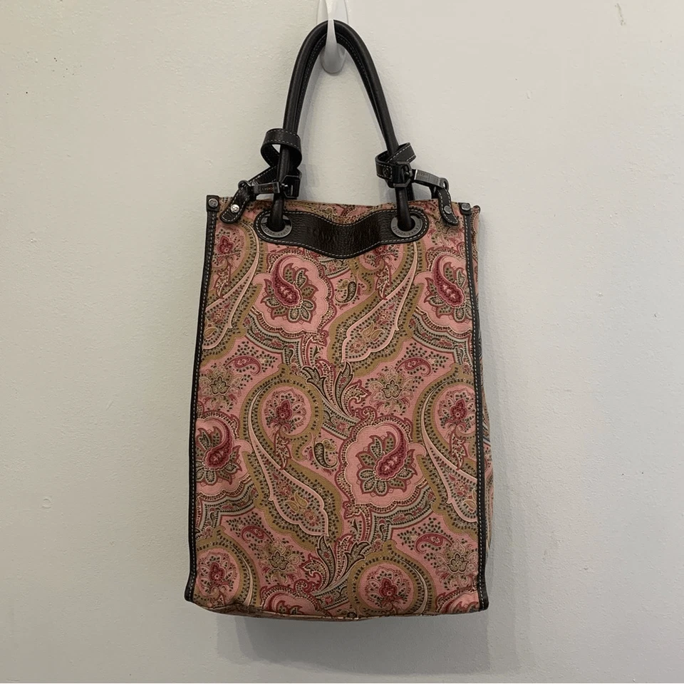 Bolso deportivo de lona estampado rosa/marrón Escada para mujer cartera de diseñador vintage Foto 2 de 4