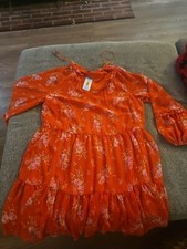 VINCE CAMUTO WOMEN'S THREE TIER MINI DRESS ORANGE/PINK Large