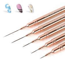 Artdone Metallic Nail Art Pens, Liner Brushes Set, 5PCS Copper Color Nail Tools