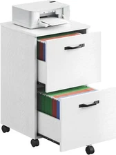 2-Drawer File Cabinet, Filing Cabinet , Small Rolling File Cabinet,White 