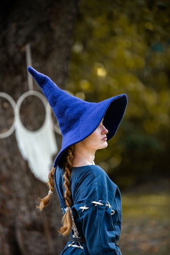 Hexenhut Blau "Agata" Mittelalter Hexe Zauberhut Hexenverkleidung Rollenspiel - Bild 3 von 8
