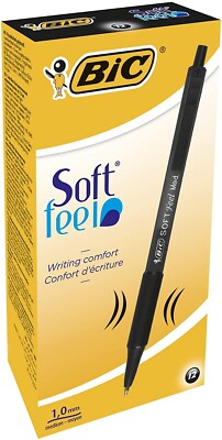 12 BIC Druckkugelschreiber SOFT Feel clic Grip, Strichstärke 0.4 mm / Kugel schw
