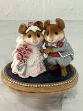 Wee Forest Folk M-200 The Wedding Pair - Pink Flowers & Gray Suit