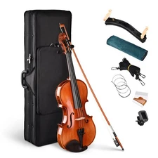Solid Wood Full Size Violin 4/4 Set Stradivari Copy Fiddle Pro Carry Case