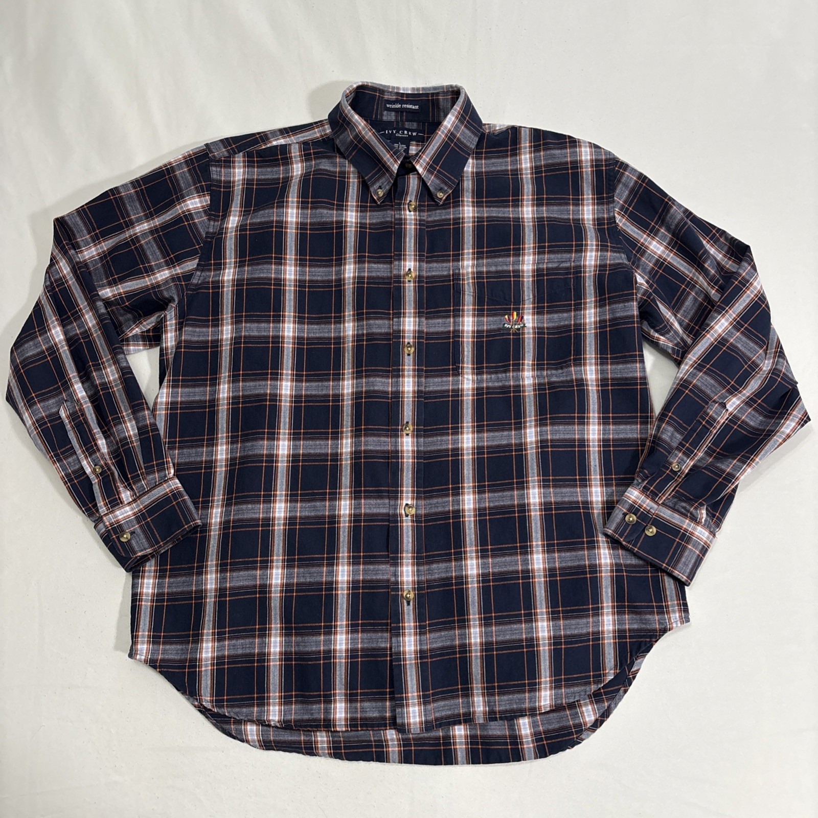 Ivy Crew Classics Men's Long Sleeve Button Down Plaid Flannel Shirt ✅ Size Large