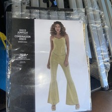 Adult Women Gold Metallic Disco Jumpsuit Women's L/XL fits up to 16