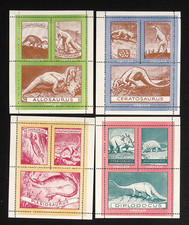 Sinclair Dinosaur Stamps for Album 1938 4 Sheets Diplodocis Ceratosaurus