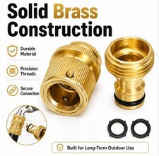Garden Hose Brass Adapter Set with 3/4 Inch GHT Quick Connect Female Male 1 Set
