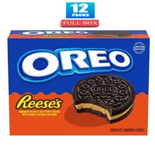 NEW! 12x Packs OREO REESE'S Peanut Butter Chocolate Sandwich Cookies - 2.04oz