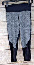 Affitnity Womens Cropped Leggings Size S Black Gray Colorblock Made in USA