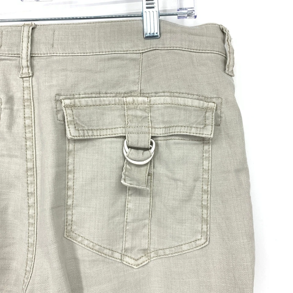 Pantalones informales de pierna recta Level 99 de mezcla de lino para mujer talla 30 beige claro gris Foto 3 de 4