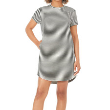 Member's Mark Women's Sandwash Short Sleeve Mini Dress Size XXL Black/Tan Stripe