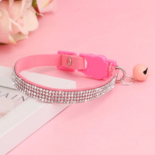 Suede Leather Cat Collar Bling Rhinestone Cats Collars with Bell Safety Breakawa