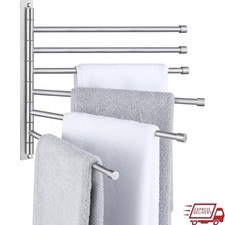 6 Bar Swivel Towel Rack Stainless Steel Wall Mount Space Saver Organizer New
