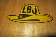 1960s LBJ Stetson Hat Sticker • Presidential Campaign • Lyndon Johnson POTUS