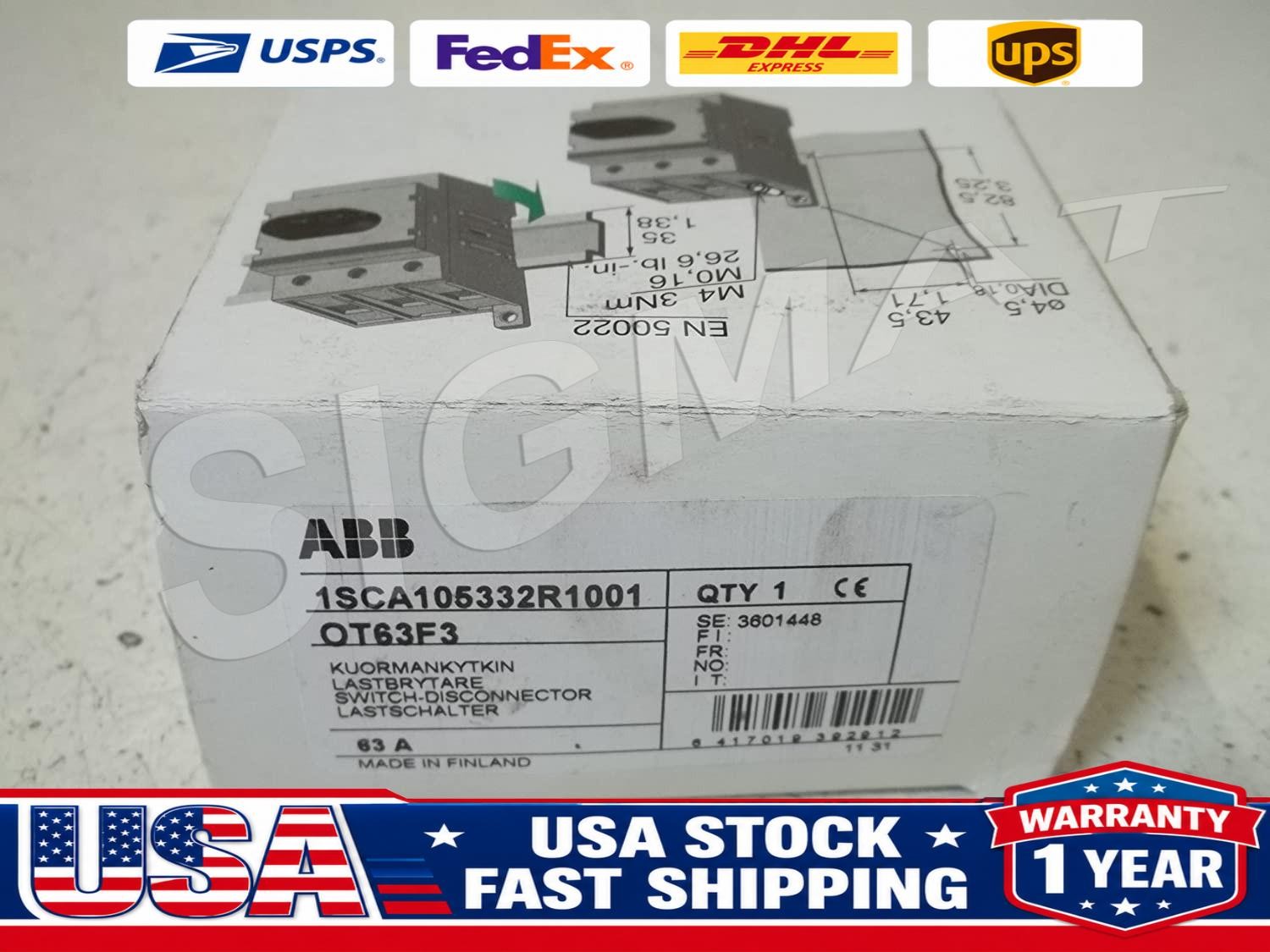 ABB OT63F3 DISCONNECTOR SWITCH, 3, 750, 63A