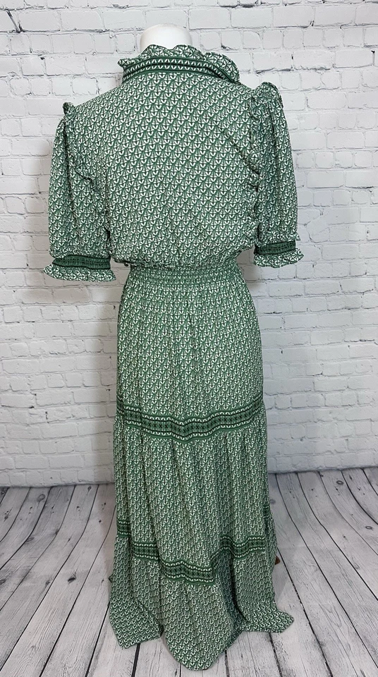 Maxi vestido boho verde con capas mediano Max Edition para mujer Foto 4 de 4