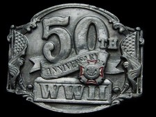 KF05146 VINTAGE 1991  WORLD WAR II - 50TH ANNIVERSARY  MILITARY BELT BUCKLE